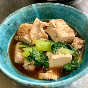 小松菜と牛肉と焼き豆腐の煮物